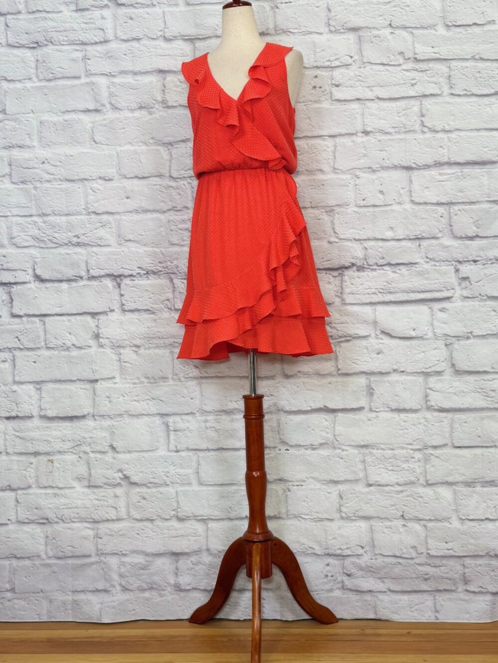 Anthropologie Sachin + Babi Orange Swiss Dot Tiered Mini Dress